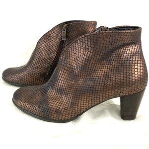 Ara Bronze Metallic Snakeskin-Patterned German Booties size 7.5.